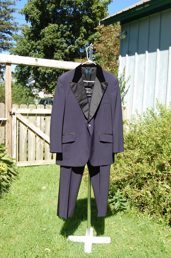 Lord West Men's 70s Tuxedo Dark Blue Black Satin and Etsy