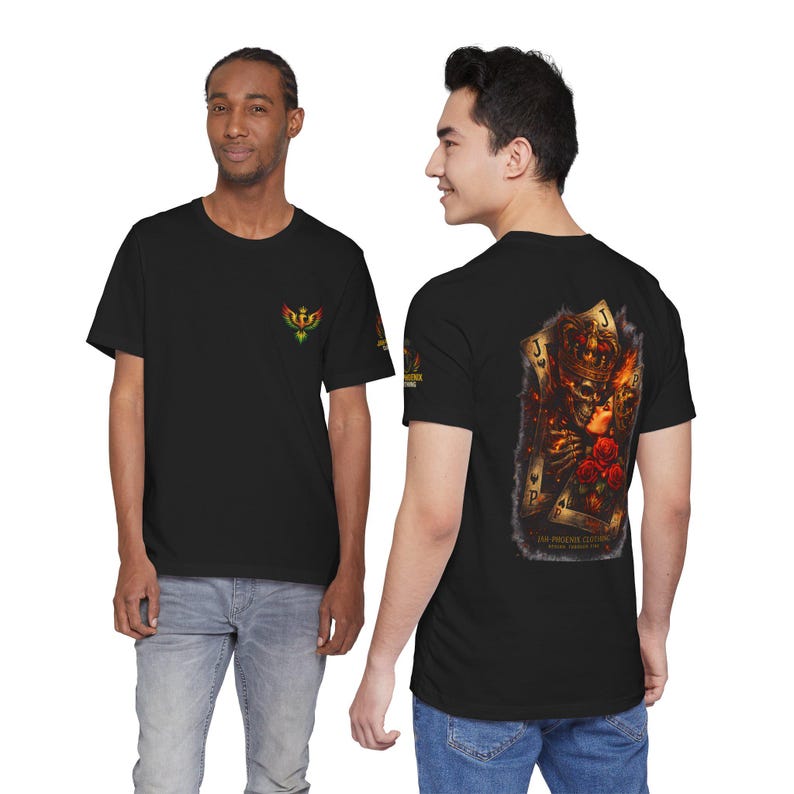 Skull King Playing Cards Tee | Rose, Crown, Joker, Gothic Rock Shirt image 1