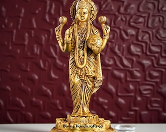 Brass Goddess Lakshmi Standing Statue – 15 Inch