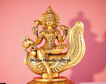 Messing Gayatri Maa Statue | Fünf-Gesichter Hindu Göttin Idol