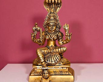 Ídolo de latón de 6 pulgadas de Karumari Amman – Estatua de la diosa madre del sur de la India