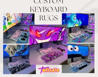 Ręcznie robiony, pikowany dywanik pod klawiaturę: dekoracja biurka z kreskówkowym graczem