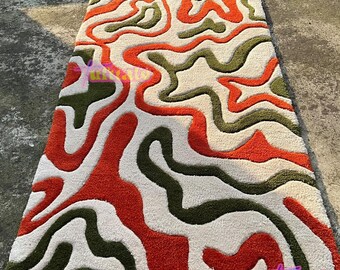 Ręcznie tkany falisty dywan, abstrakcyjny dywan akrylowy, nowoczesny wystrój domu