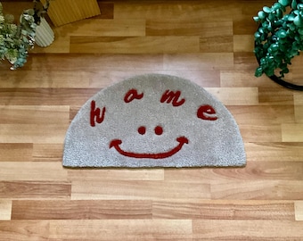 Dywan Home Smiley Tufted, ręcznie robiony kolorowy dywanik do przedpokoju, uroczy, nowoczesny wystrój domu