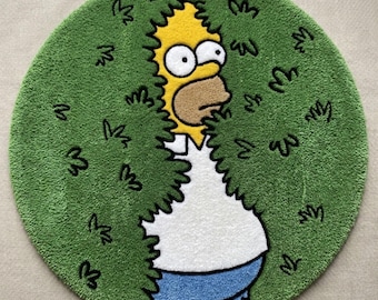 Dywan z pikowaniem w stylu kreskówkowym, ręcznie robiony estetyczny, zabawny dywan, okrągły dywan w kolorze mchu, wystrój sypialni i pokoju w akademiku, sztuka na podłodze dla geeków, wystrój domu