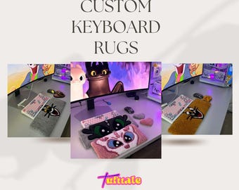 Ręcznie robiony, pikowany dywanik z motywem kreskówkowej klawiatury, uroczy dywanik z postaciami pary, puszysty wystrój domu