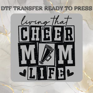 Living That Cheer Mom Life DTF Transfer,Cheer Mom Ready to Press, Cheerleader Mom DTF Transfer,Glitter Cheer Mom Life Heat Press,Gang sheet