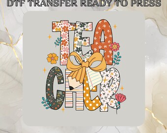 Teacher DTF Transfer, Coquette Pencil Teacher Ready to Press,Trendy Spooky DTF Transfers, Teacher Heat Press,Back to School