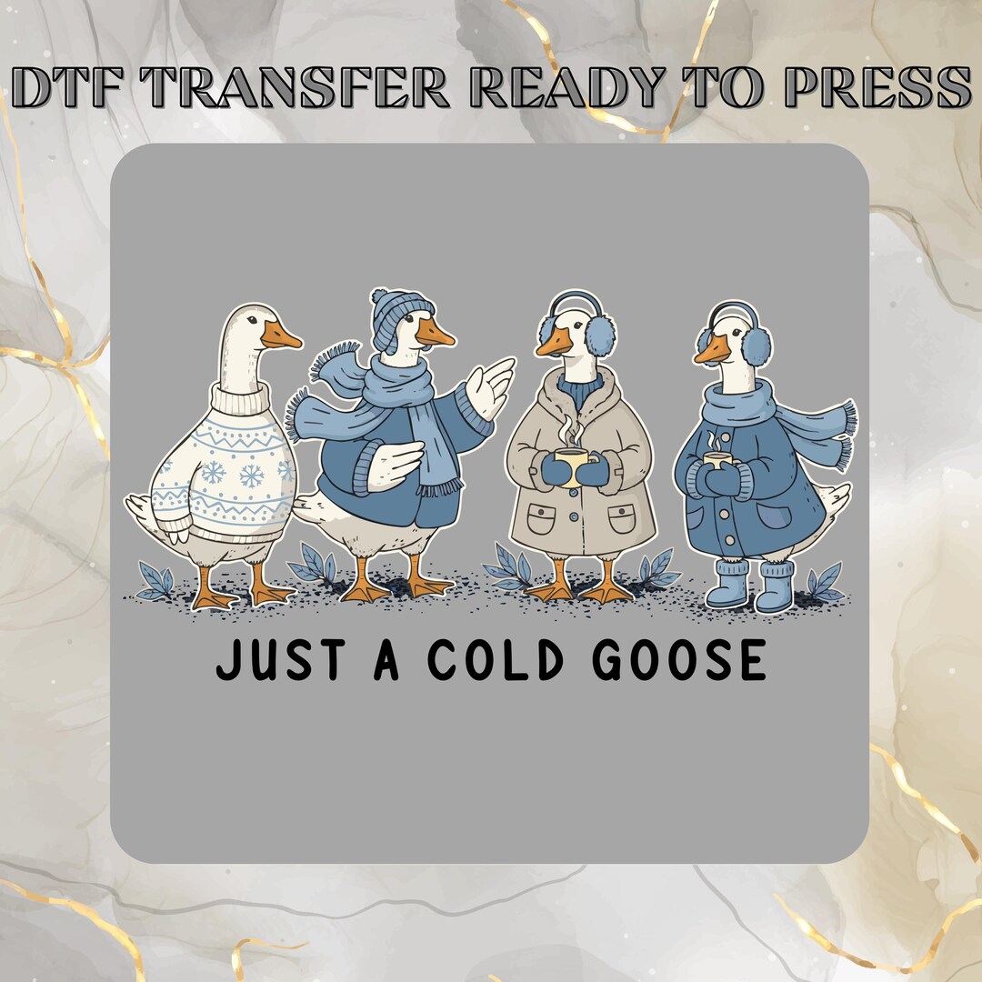 Preppy Just a Cold Goose DTF Transfers, Freezing Season Silly Goose ...