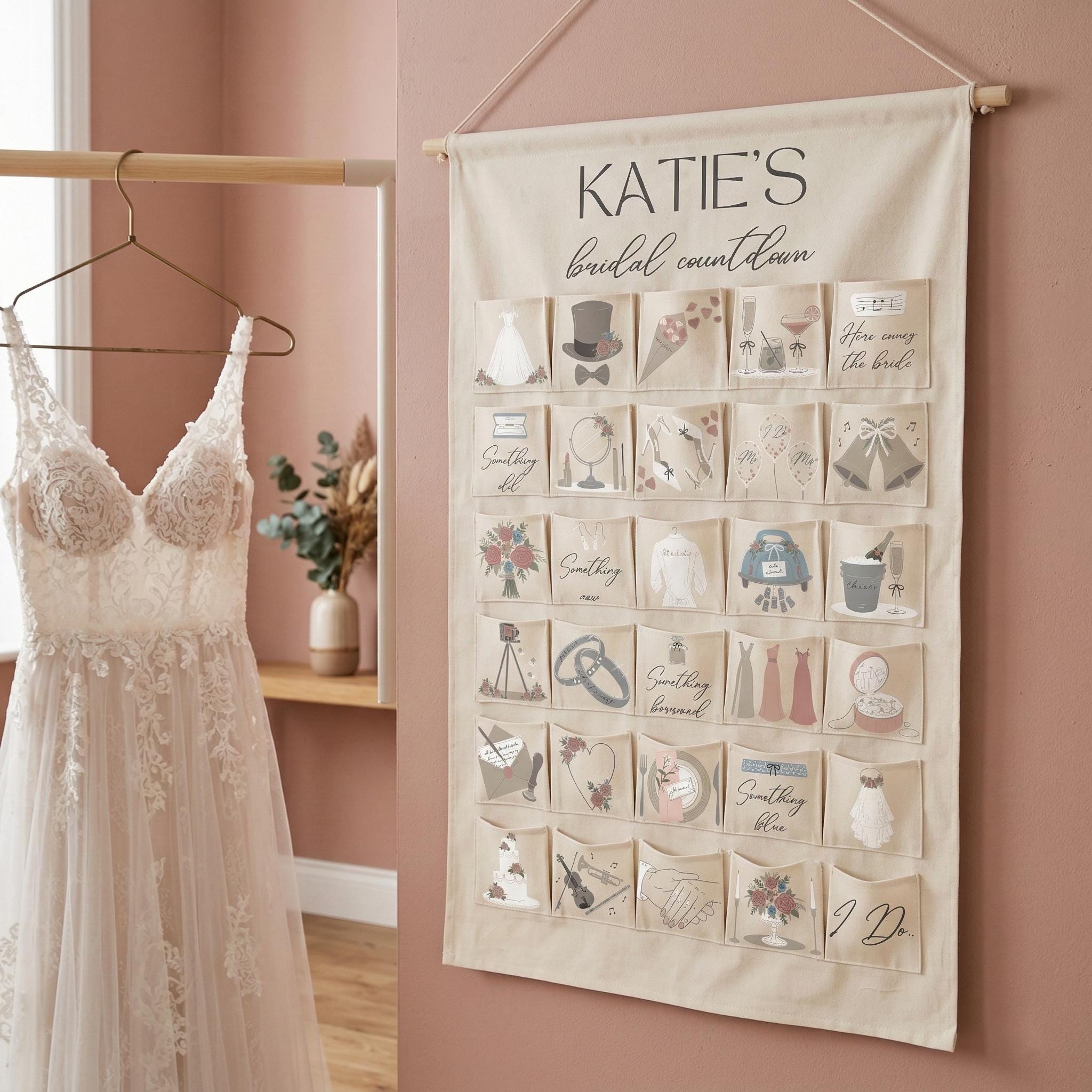 Personalised Bride to Be Countdown Calendar - Reusable 30-day Wedding ...