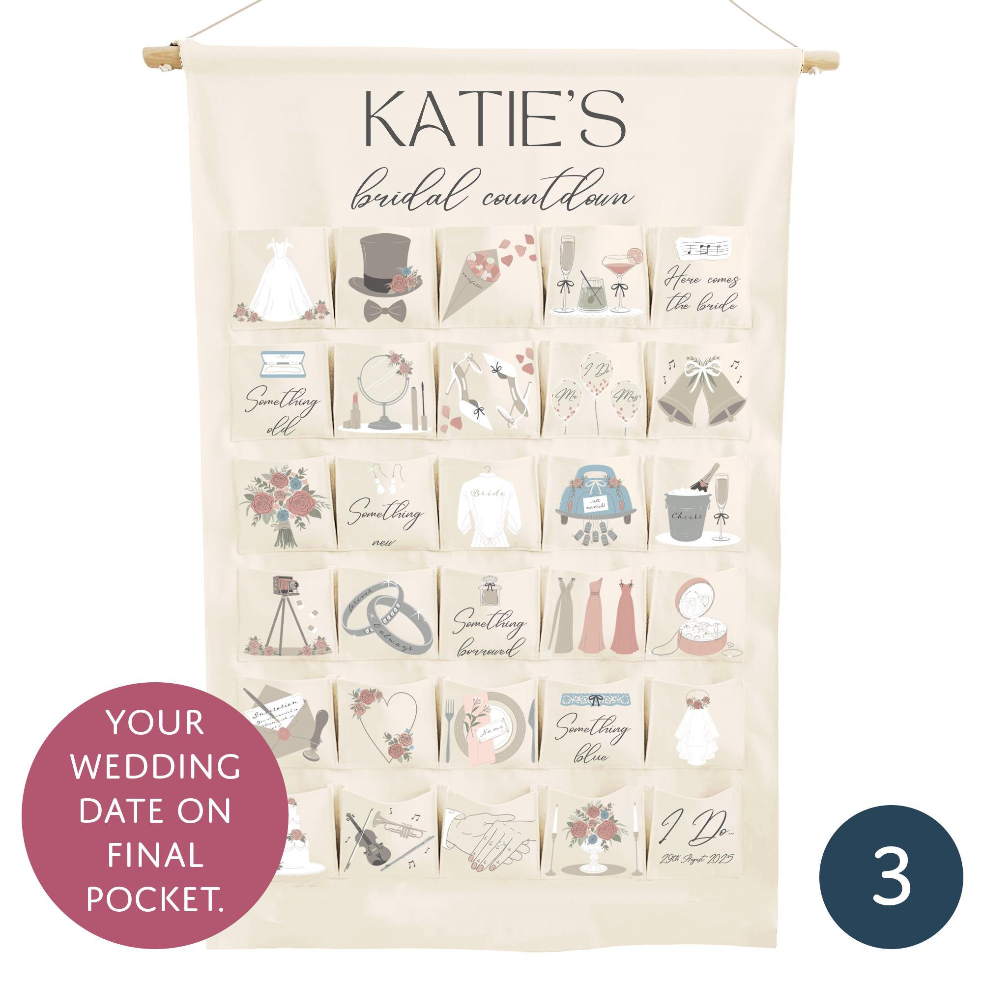 Personalised Bride to Be Countdown Calendar - Reusable 30-day Wedding ...