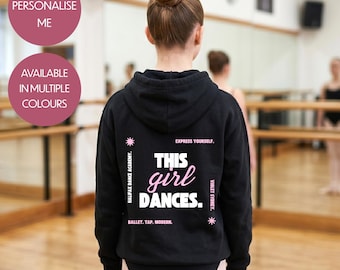 パーソナライズされたダンスの引用句入りパーカー - カスタマイズ可能なユニセックスキッズダンスプルオーバー - スタイリッシュな競技用ジャンパー