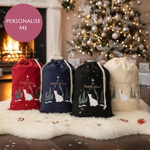 Personalisierter Arctic Magic Sack mit Weihnachtsgeschenken 100% Baumwolle