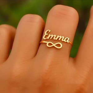 Personalized Custom Name Rings for Women Creative Infinity Symbol Opening Stainless Steel Ring Customized Letter Couple Jewelry