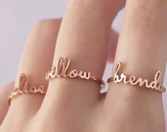 Simple Custom Name Rings for Women Personalized Stainless Steel Open Adjustable Letter Couple Ring Jewelry Valentine's Day Gift