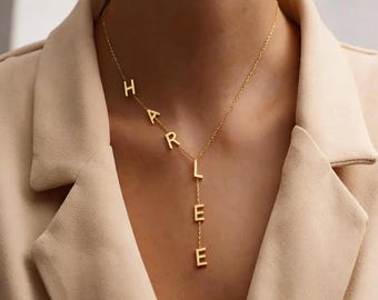 Personalized Name Necklace, Custom Teardrop Name Necklace, Lasso Letter Necklace, Name Necklace, Gift For Her, Anniversary Gift