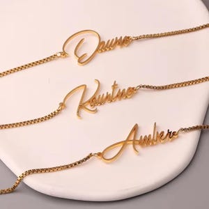 Custom Name Necklace, Personalized Script Pendant Necklace, Gold Silver Rose Gold, Dainty Minimalist Stainless Steel Jewelry, Gift for Women