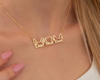Custom Dog Name Necklace, Dog Ear Necklace, Personalized Dog Jewelry, Memorial Gift, Pet Jewelry for Mom, Gift for Pet Family, Gift for Her