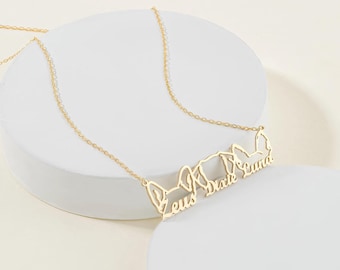 Personalized Dog Name Necklace, Custom Dog Ear Pendant, Pet Memorial Necklace, Dog Mom Jewelry Gift, Rainbow Bridge Keepsake, Gift for Her