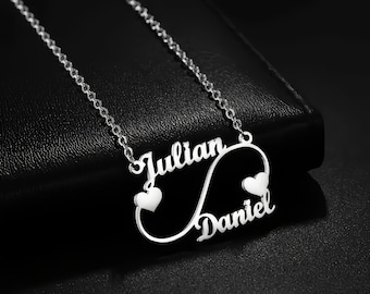 Personalized Two Names Heart Necklace, Custom Stainless Steel Curve Pendant,Romantic Wedding Gift for Couples,Personalized Gift,Wedding Gift