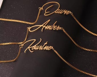 Personalized Name Necklace,Custom Gold Silver Rose Gold Script Pendant,Dainty Stainless Steel Minimalist Jewelry Gift for Women,Gift for Her