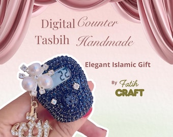 Islamic gift Digital Tasbih Counter with Beads - Elegant Islamic Gift for Prayer Mat Set - Muslim Ramadan & Eid Gift for Her/Him