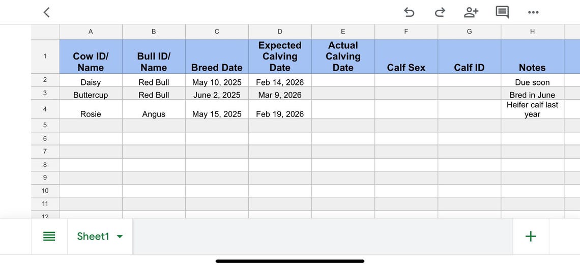Cattle Breeding & Calving Tracker | Livestock Record Keeping ...