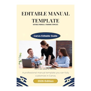 Plantilla de manual de Canva editable/SOP, guía de capacitación (descarga inmediata)