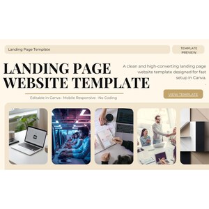 One-Page Landing Website Canva Template Responsive Editable Modern Design