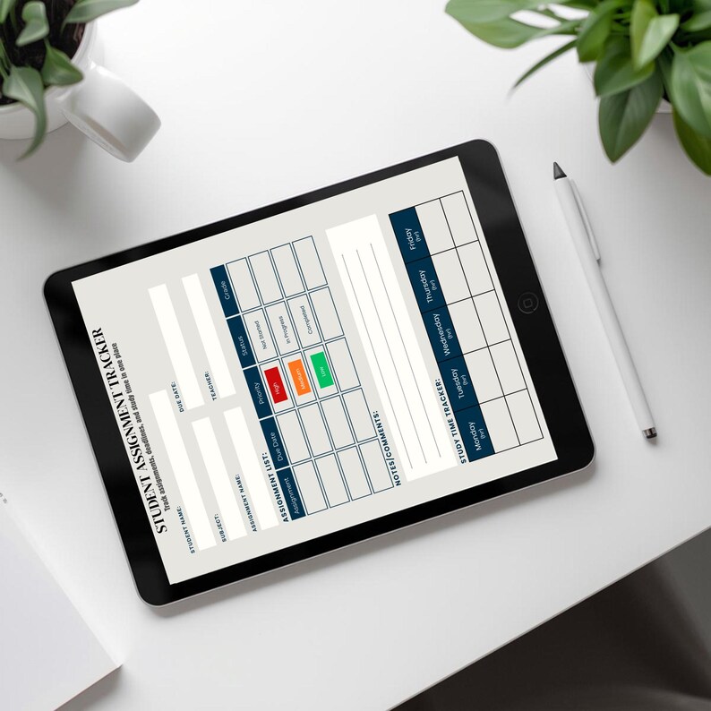 Student Assignment Tracker Printable | Homework Log | Academic Schedule ...