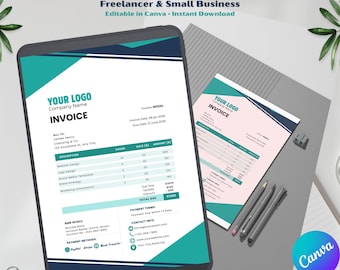 Bewerkbaar Canva-factuursjabloon voor freelancers en kleine bedrijven Professioneel factureringsdocument direct downloaden