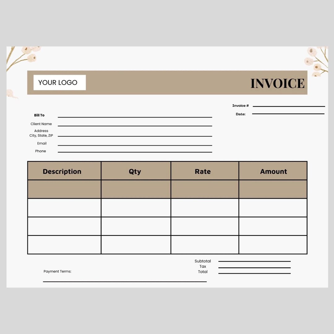 Printable Small Business Invoice Template | Editable Canva Invoice ...