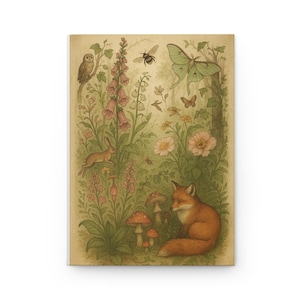 Whimsical Woodland Hardcover Journal, Nature Lover&#39;s Journal, Gift for Writers, Eco-Friendly Notebook, Forest Animal Diary