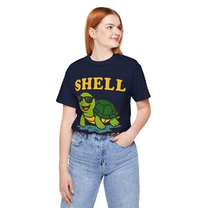 Shell Yeah Turtle T-Shirt | Funny Beach Graphic Tee | Sea Turtle Gift for Ocean Lovers | Unisex Softstyle Shirt