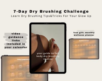 Desafío de cepillado en seco de 7 días / Calendario interactivo imprimible en PDF con videoguías y un planificador de bienestar adicional