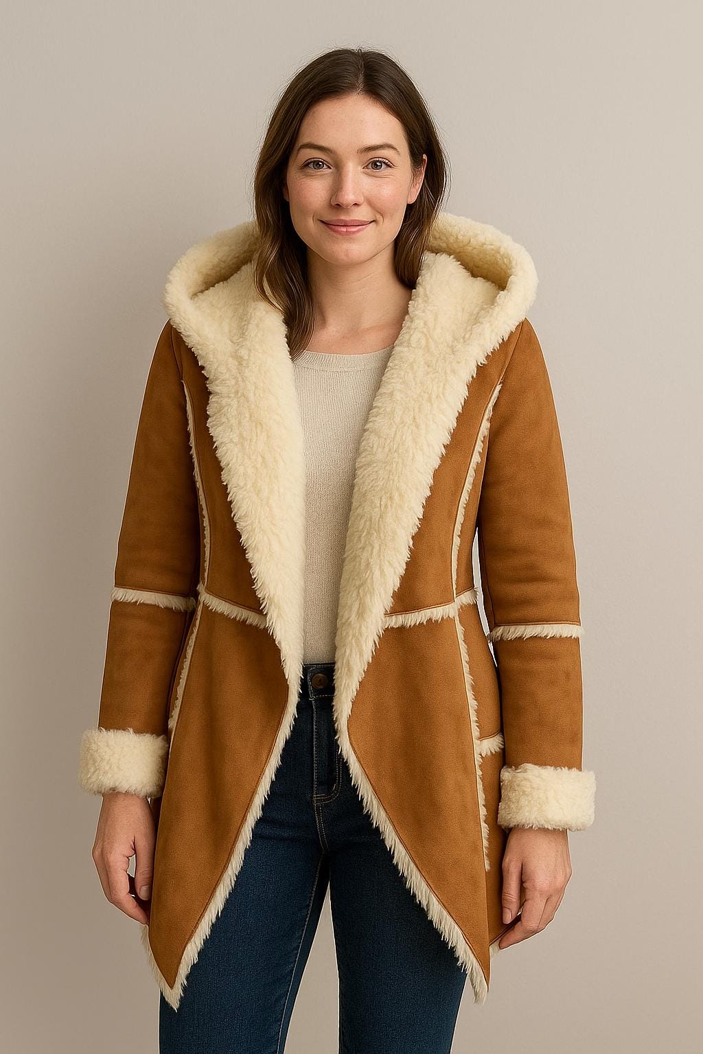 韓国 ounce base fur collar coat (camel) Ounce base fur collar coat - その他公式 ストア
