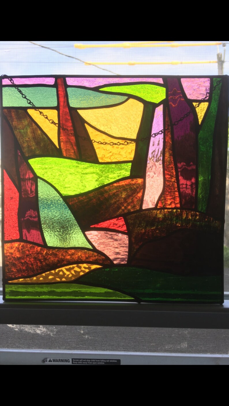 Stained Glass Abstract Landscape Etsy