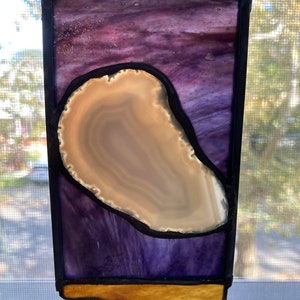 Stained Glass Abstract Agate Suncatcher