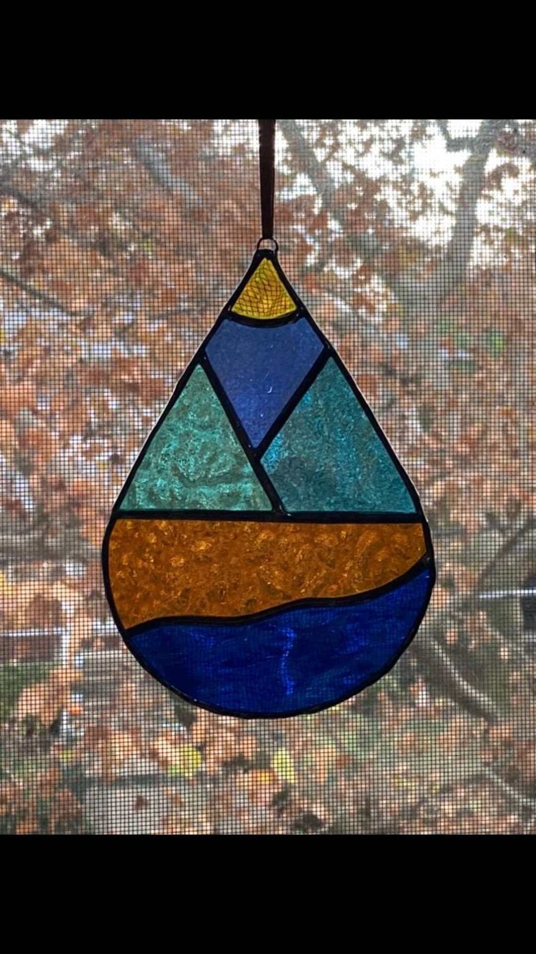 Stained Glass Abstract Landscape Suncatcher Etsy