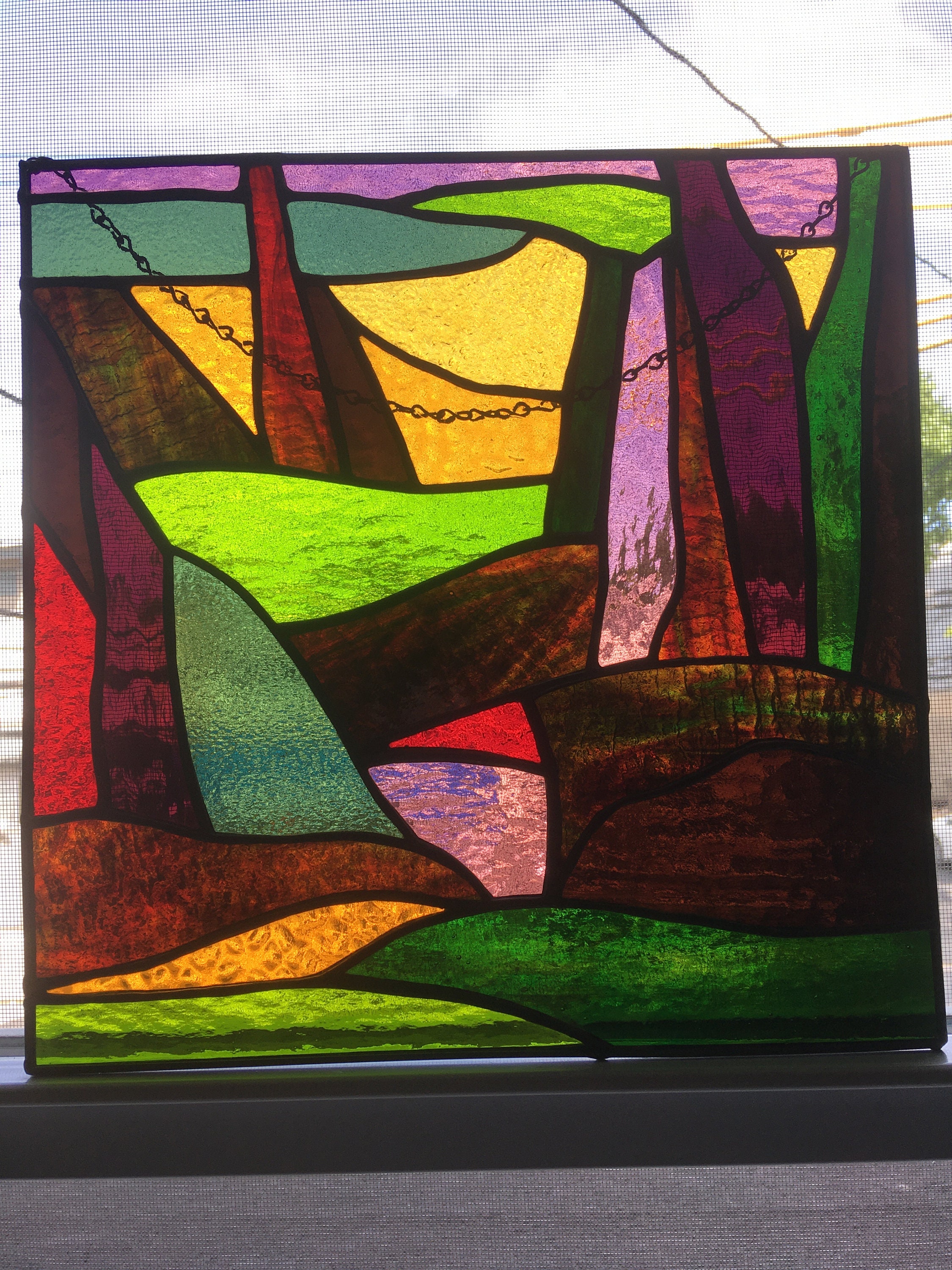 Stained Glass Abstract Landscape Etsy