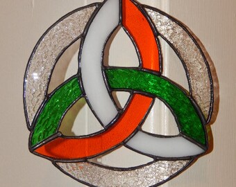 Stained Glass Celtic Trefoil Knot Suncatcher Irish Trinity