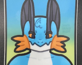 Swampert Mystery Dungeon Emote Sprite Sticker | Waterproof Matte 3” Square Art Design Sticker
