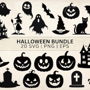 Halloween SVG and PNG Bundle Cut Files for Cricut, Silhouette and Cliparts