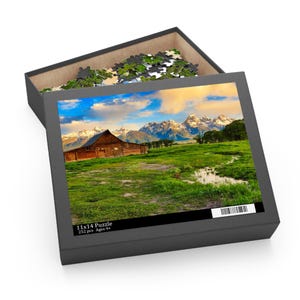 Abandoned Barn in Jackson Hole Wyoming Jigsaw Puzzle  Rustic Mountain Scenery (120, 252, 500 Pieces)