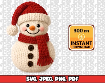 Schneemann häkeln Design PNG, Weihnachten & Winter Digitaler Download zum Basteln