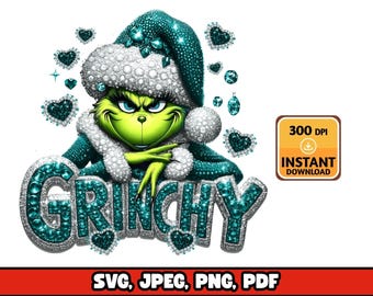 Grinsigen Strass Valentinstag PNG, glitzernden Teal Herz Edelstein Charakter Clipart (Digitaler Download)