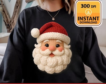 Santa häkeln Design PNG, Weihnachten häkeln Clipart, Urlaub digitaler Download für Handwerk & DIY-Projekte