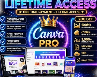 Canva Pro Lifetime Access, 1M+ Assets, 400K Templates (Digital Download)