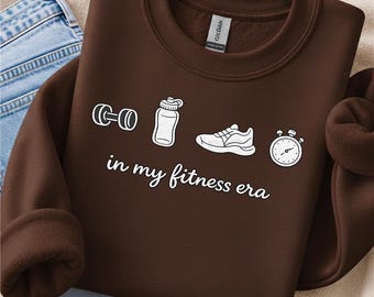 In meiner Fitness Era PNG, Gym Workout Doodle Design, Hantel Wasserflasche Sneaker Stoppuhr