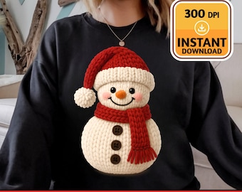 Schneemann häkeln PNG, Weihnachten gestrickter Schneemann, Winter Urlaub Clip Art, digitale Datei